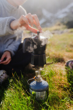 Brewing Coffee On Camping Stove