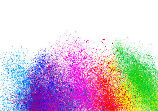 Vibrant colorful powder explosion isolated on a solid black background