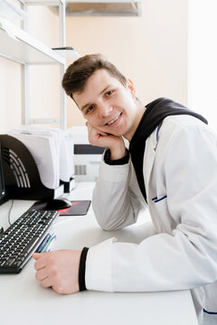 A man in a chemical laboratory.