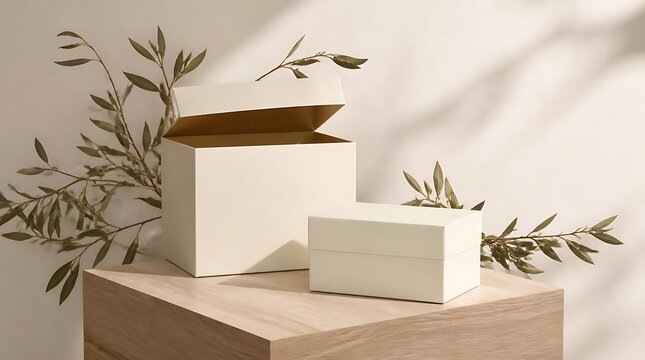 Minimalist Product Display with Natural Elements and Soft Lighting.
