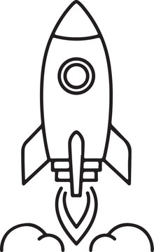 Modern line art rocket icon set. Space travel symbol outline. Launch concept logo for web design.