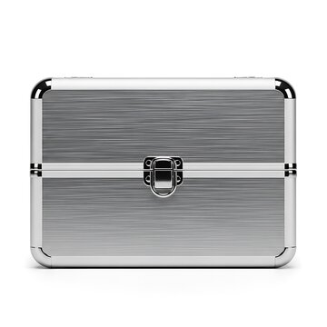 Silver Aluminum Briefcase with Lock Isolated on White Background