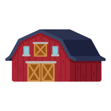 Rustic barn with blue roof