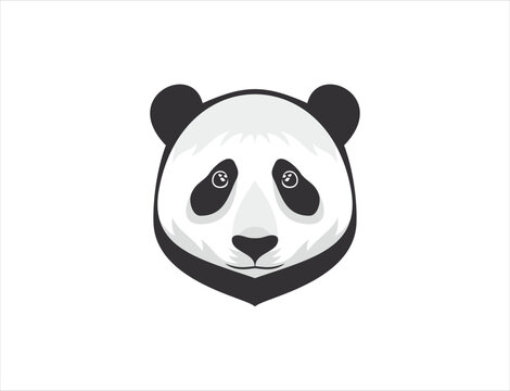 Cute panda bear head vector illustration portrait on white background with cute animal