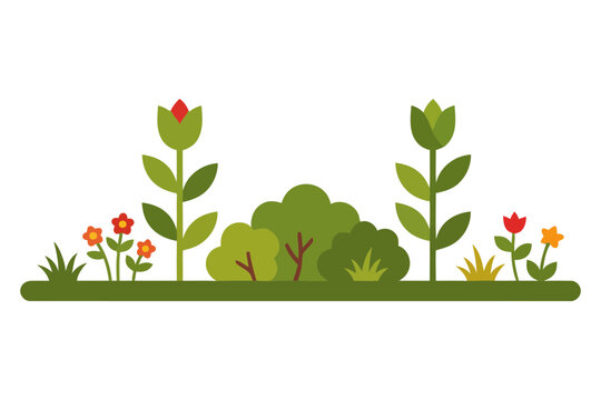 Colorful flowers growing beside crops