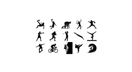 Fototapeta premium Sports Icons Vector Set: Action Figures for Fitness, Competition, and Healthy Lifestyle Graphics