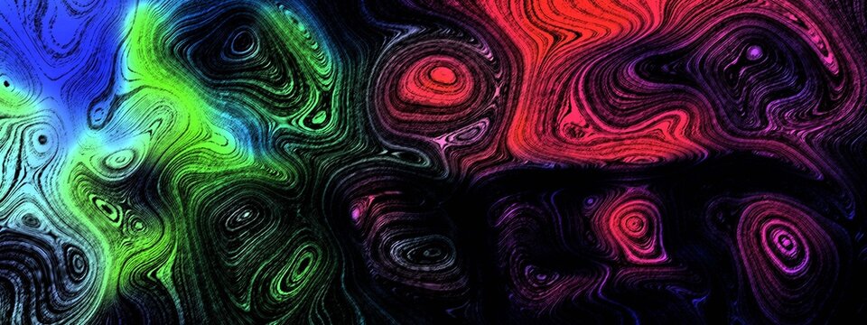 Abstract digital art background featuring vibrant neon colors and swirling liquid patterns creating a dynamic and energetic visual texture effect