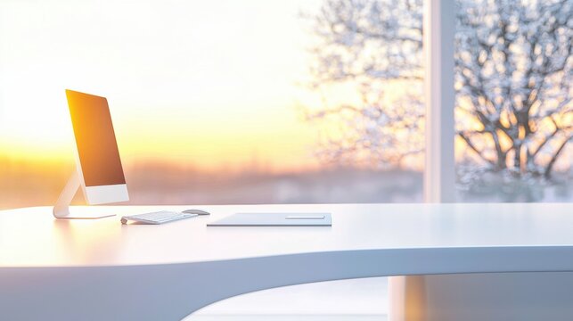 Office Intelligent Solution Technology Modern office desk with advanced devices and smart solutions displayed, showcasing efficient technology integration for productivity.