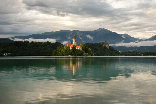 Bled Island Reflected on Calm Lake