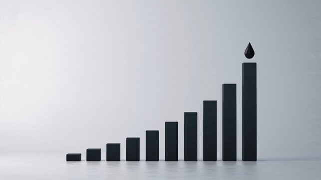 Simple bar chart showing significant rise in crude oil prices throughout the years