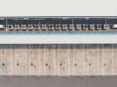 Aerial View of Industrial Roof and Parking Lot