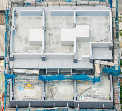 Aerial View of Rooftop Construction Site