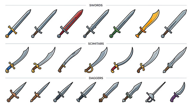 Assorted Swords, Scimitars, and Daggers Collection