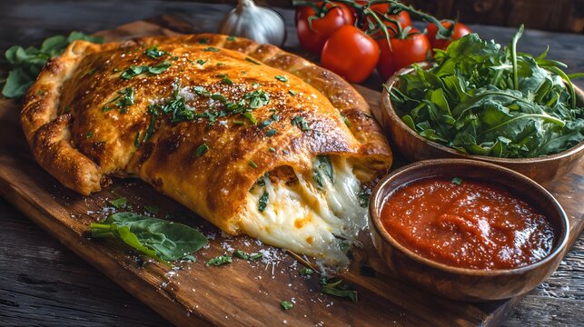 Celebrating National Fast Food Day with a fresh cheesy calzone