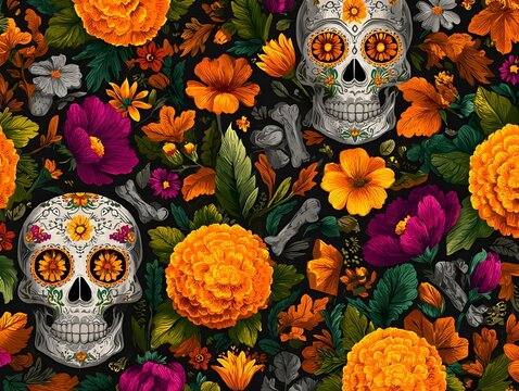 Dia De Los Muertos Background Day of the Dead Art Decoration