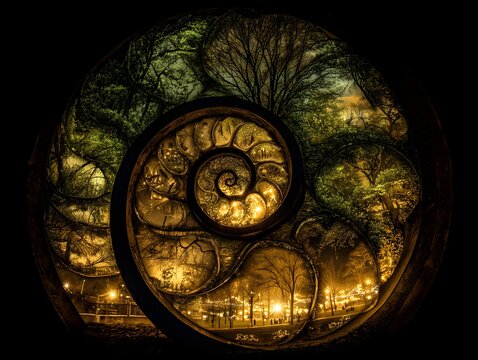 Illuminated Spiral Celebrating Fibonacci Day Earth Day
