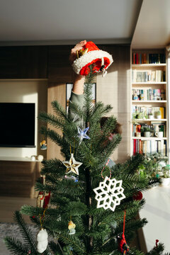 Placing the Festive Hat on the Christmas Tree is Pure Joy