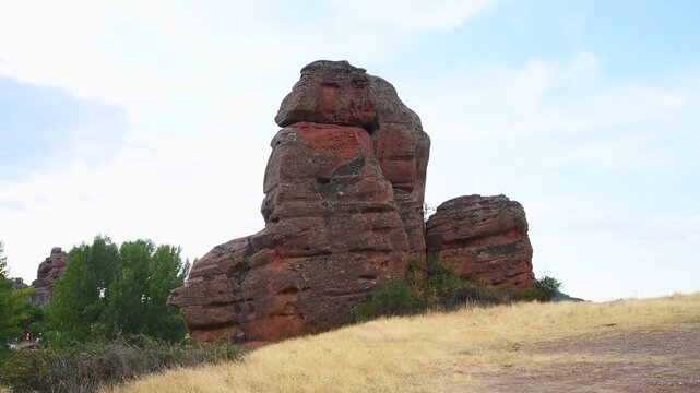 Majestic red rock cliffs landscape in Geopark Molina Alto Tajo.