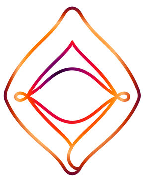 Minimalist Vesica Piscis Line Art Emblem with Gradient Contour and Stylized Eye Motif