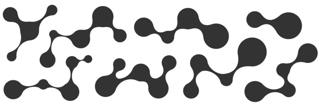 Connect cell pattern with logo icon organic and atom metaball abstract. Square collagen element with blob vector shape and liquid molecular form. Medical data connect with background graphic logo.