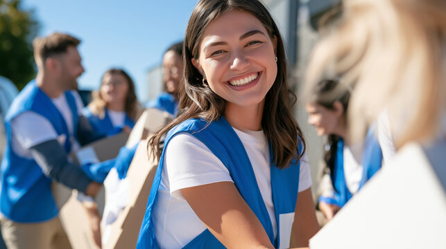 Diverse Group of Joyful Young People Participating in International Volunteer Day Activities
