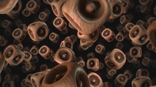Endless Wooden Abstract Cuboid Shapes with Organic Texture and Repeating Geometric Motion 4K