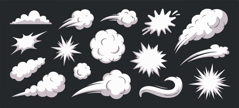 cloud comic burst elements vector set for design projects