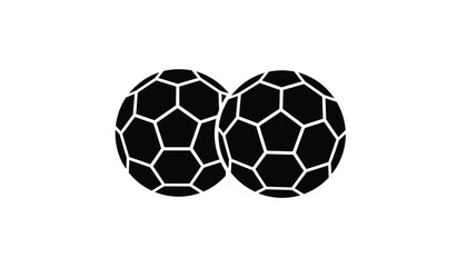 Naklejka premium Two overlapping classic black and white soccer balls icon representing sports, competition, and team matches.