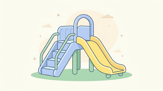 Colorful toddler playground slide with stairs and yellow chute for outdoor fun