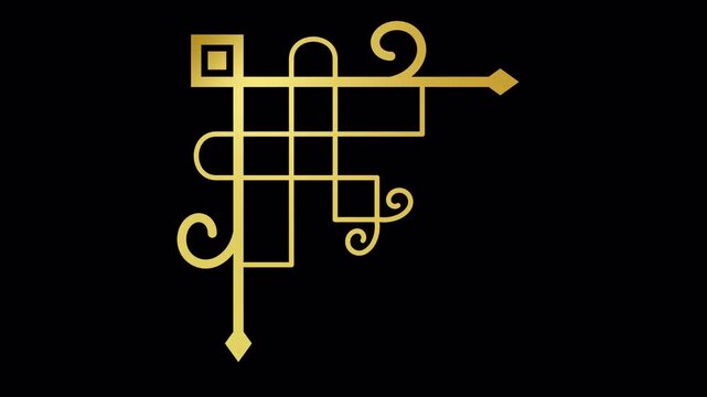 Elegant Gold Decorative Corner Frame Ornament Animation.