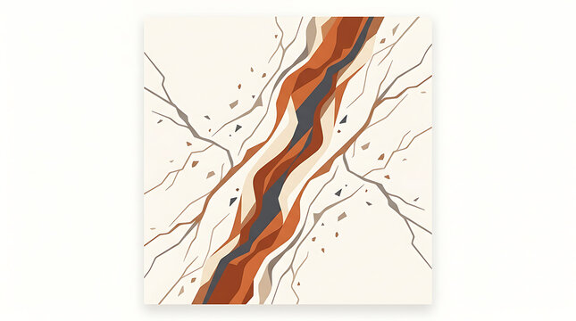 Nature Inspired Abstract Illustration of Organic Lines and a Central Flowing Crack Pattern