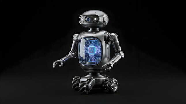 Robot with Glowing Neural Core, Futuristic Design Showcasing Advanced Technology and Artificial Intelligence Concepts.