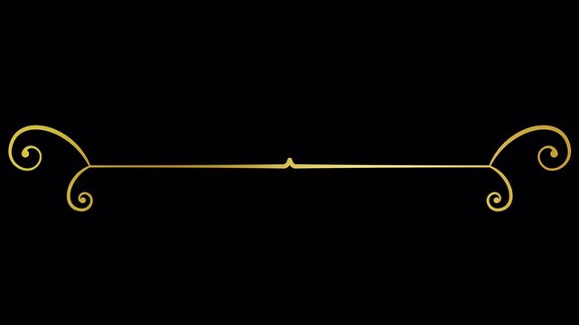 Elegant golden ornamental divider line on black background.