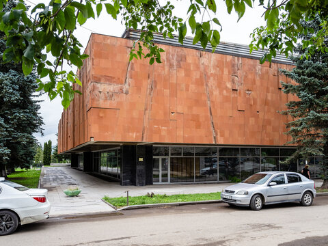 Stepanavan, Armenia - July 18, 2026: Stepan Shaumian House Museum on street in Stepanavan city in Lori Province of Armenia on overcast summer day
