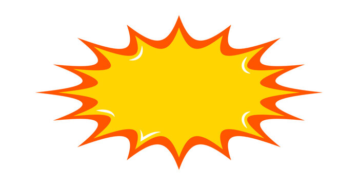 Vibrant Yellow and Orange Starburst Speech Bubble Explosion Frame for Comic Book and Pop Art Design. Vector Illustration