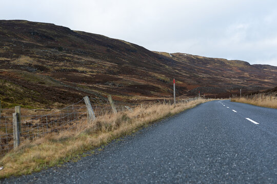 Empty Scenic Road Through the Scottish Highlands