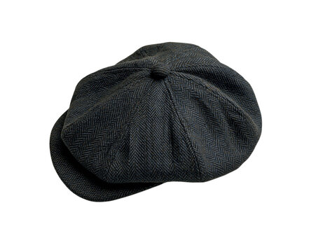 Textured dark grey herringbone wool cap isolated on transparent background png element