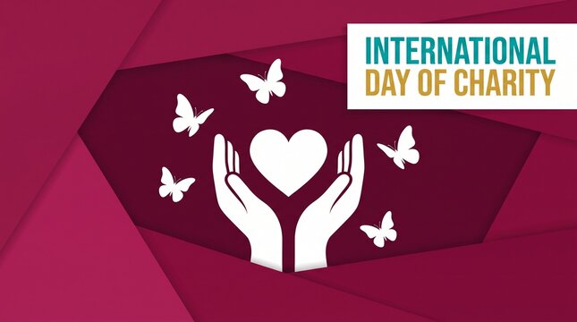 Hands holding heart with butterflies for charity day