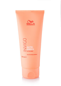 LONDON, UK - MARCH 22, 2026: Wella Deep nourishing hair conditioner with goji berry on white background.