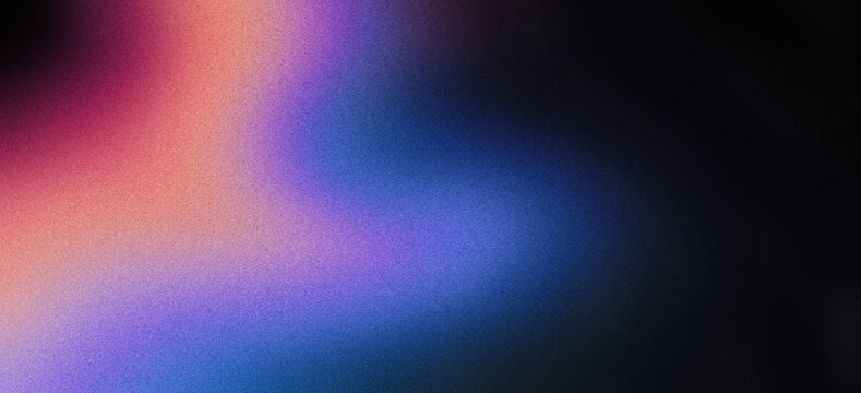 Abstract grainy gradient background purple pink orange black glowing color wave dark backdrop noise texture banner poster header design