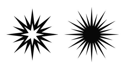 Fototapeta premium Starburst shapes black silhouettes on a white background