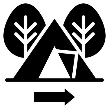 camping tent area point travel solid glyph icon