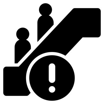 escalator warning exclamation alert solid glyph icon
