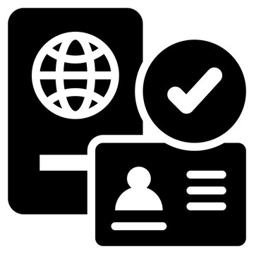 identity card passport personal information check security travel solid glyph icon