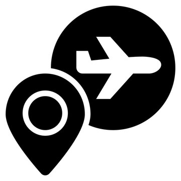 gps location airport airline transport area solid glyph icon
