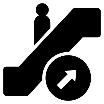 escalator arrow area travel transport tour solid glyph icon