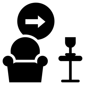 lounge area airline service travel solid glyph icon