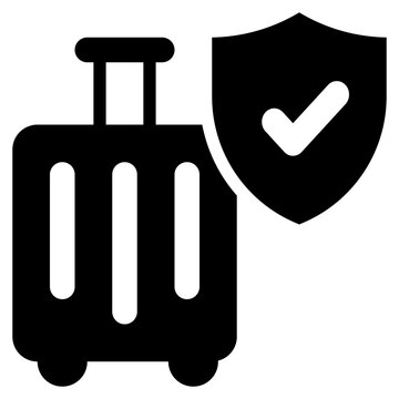 luggage suitcases protection security check travel solid glyph icon