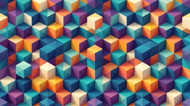 Colorful isometric cubes geometric abstract pattern background with cube pattern