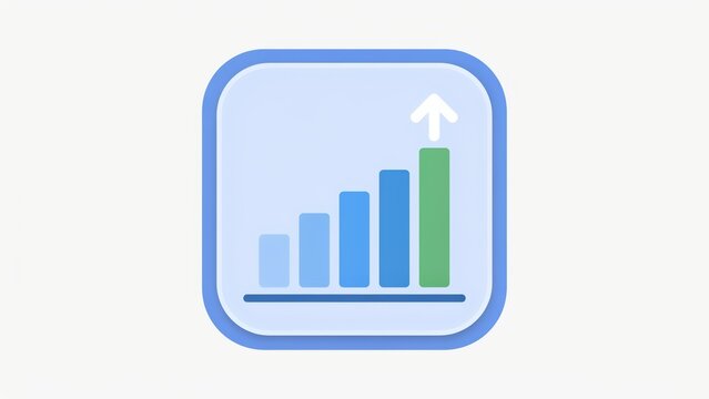 A business growth bar chart icon isolated on white background. Perfect for financial analysis and performance improvement marketing themes.
